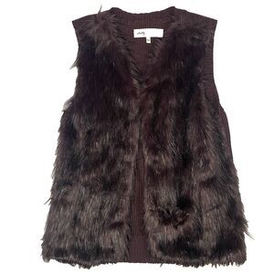 Sebby Collection Faux Fur Vest Plum Berry Purple Y2K Sleeveless Cardigan XXL